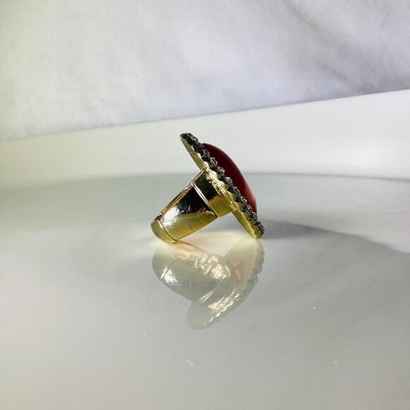 INC Large Coral Stone Ring - Picture 2 of 8
